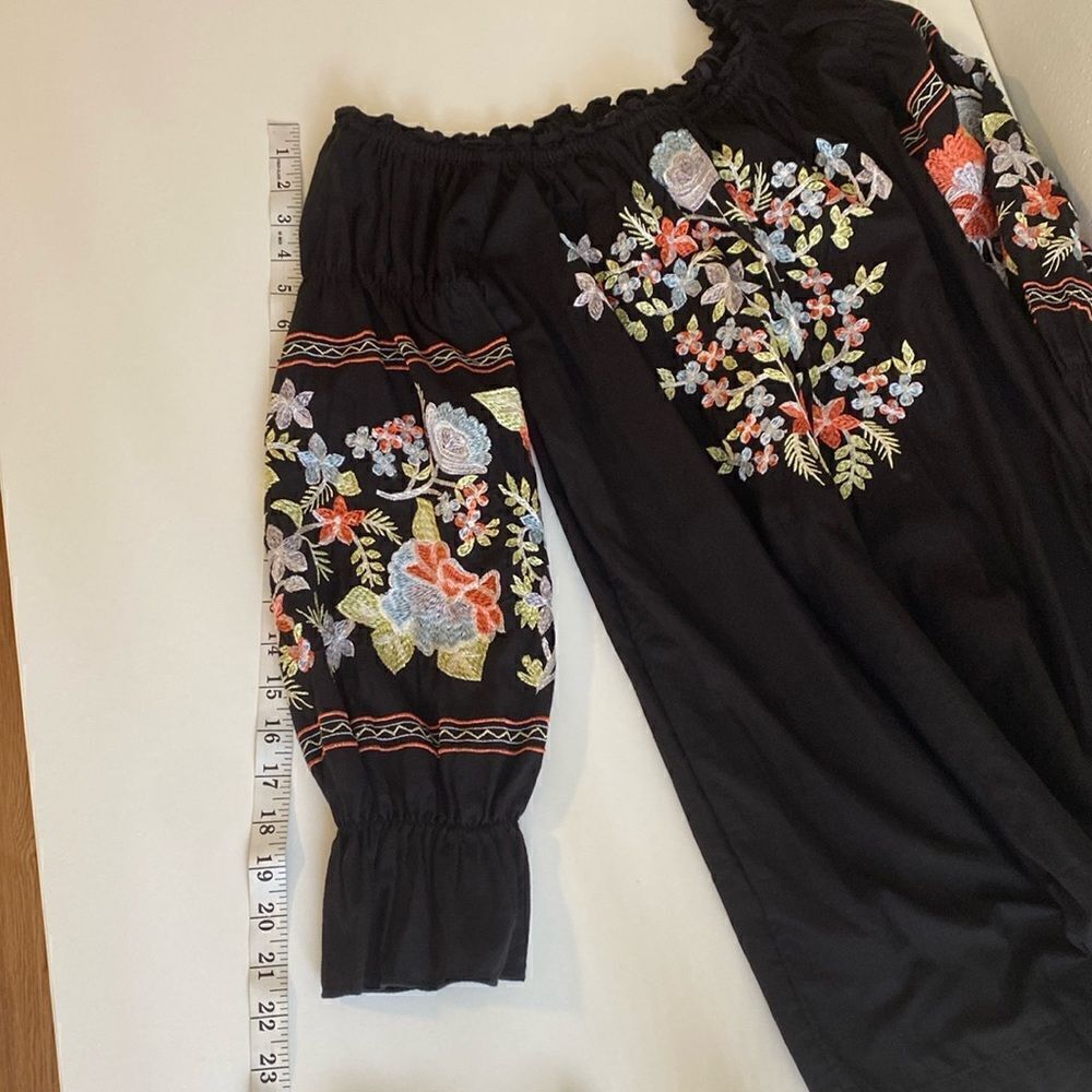 Free People Black Fleur Du‎ Jour Embroidered Mini Dress Size Extra Small - Picture 14 of 14
